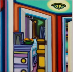 THE EDGE OF THE HALL - Kubistisches Interieurgemälde inspiriert von Covid Lockdown
