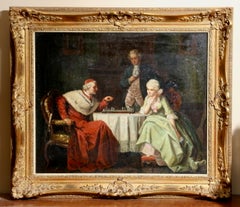 Late 19th Century Cardinal Playing Chess Oil Painting, Otto Rudolf Hessler