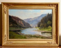 Late 19th Century Saxon Switzerland Elbe Landscape Oil Painting, Niedergrund