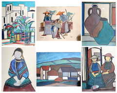 6er-Set von Mixed-Media-Arbeiten aus der Mitte des Jahrhunderts aus Ibiza, expressionistisch, Josef Karl Nerud