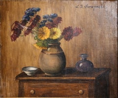 Óleo polaco de finales del siglo XIX con un bodegón floral, de Ludwik Bolesław Sroczyński (París)