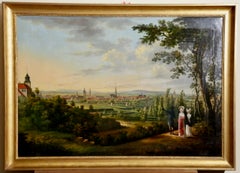 1819 Romantic Biedermeier Panoramic City Vedute Oil, Empire, Neelmeyer pinx.