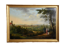 1819 Romantic Biedermeier Panoramic City Vedute Oil, Empire, Neelmeyer pinx.