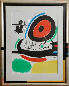 Vintage Joan Miró Framed Exhibition Art Print in Custom Painted Artist Frame
