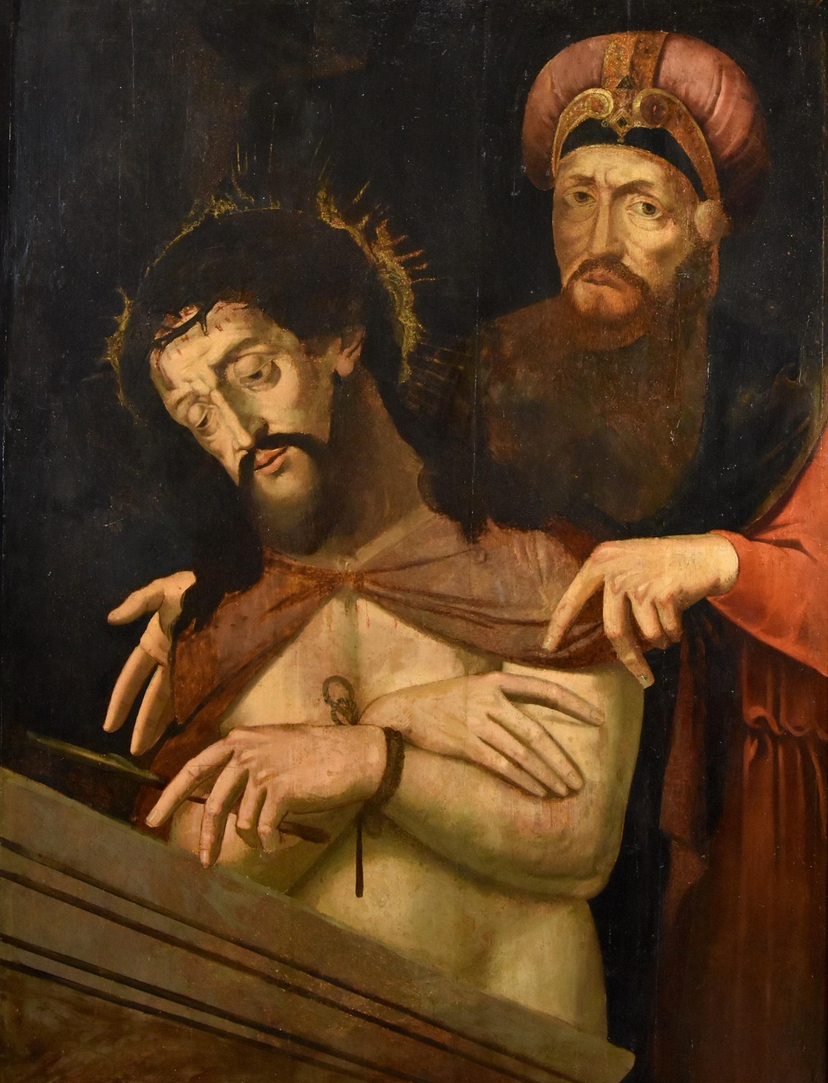 Ecce Homo Coxie Paint 16/17th Century Paint Oil on table Old master Flemish Art - Old Masters Painting by Michael Coxie (malines, 1499 - 1592)