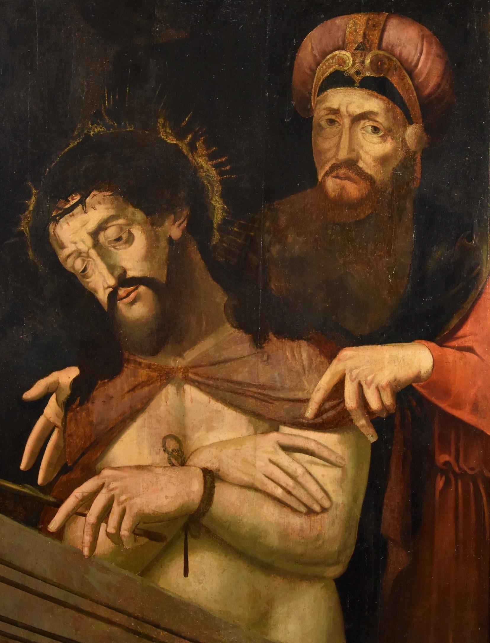 Kreis von Michael Coxie (Malines, 1499 - Malines, 1592)
Ecce Homo mit Pontius Pilatus

Öl auf Platte
Flämische Schule 16. bis 17. Jahrhundert
112 x 81 cm - gerahmt 121 x 90 cm.

Das vorgeschlagene Gemälde ist das Werk eines flämischen Malers, der