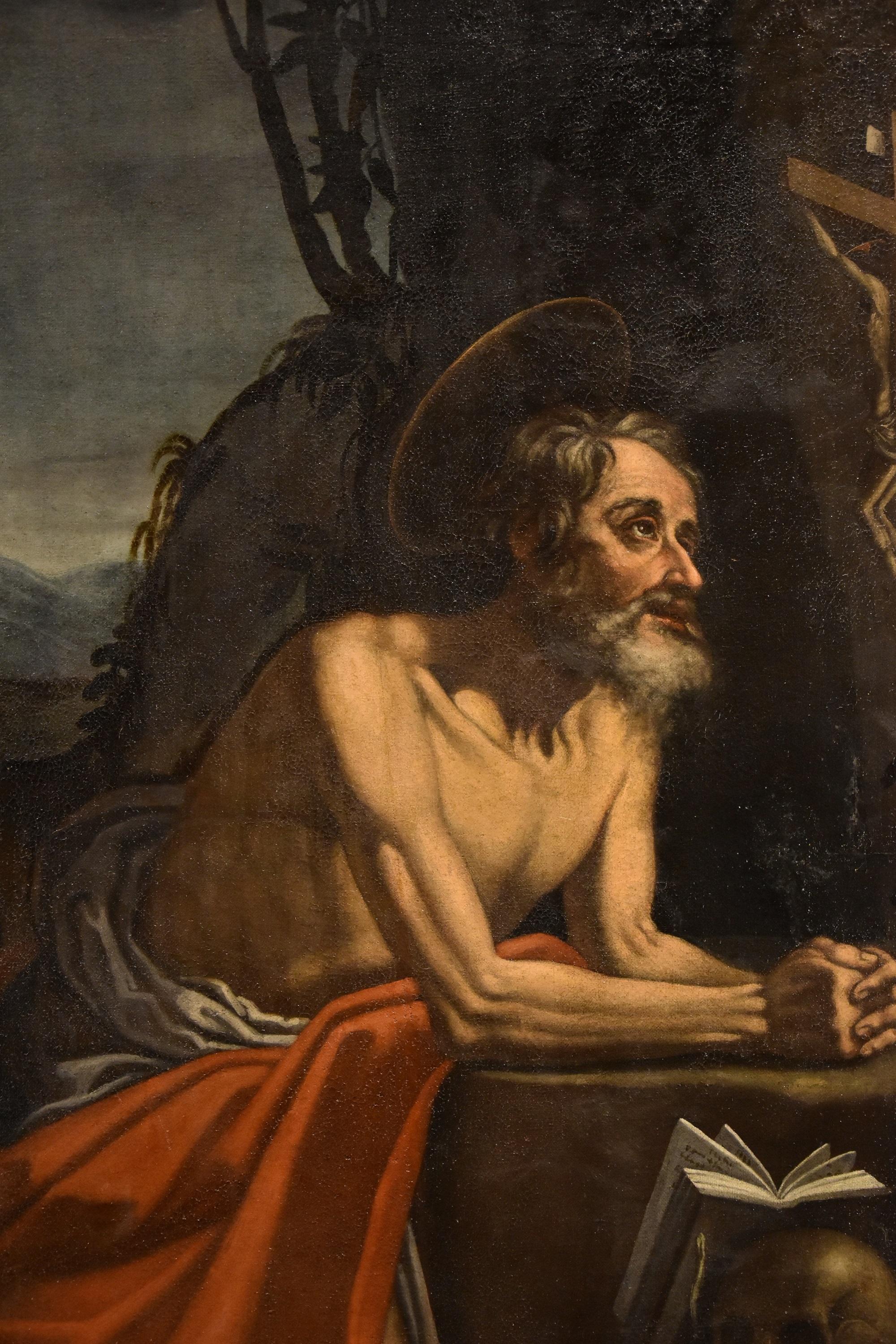 Saint Jerome De Somer Paint Oil on canvas 17th Century Old master Flemish Art For Sale 1