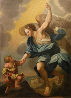 Guardian Angel Maratta 17/18th Century Oil o canvas Old master Religious Art