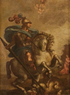 St. George Dragon Tuscan School 17/18th Century Paint Oil on canvas Old master