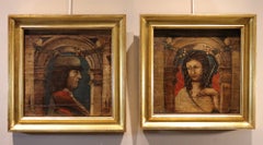 Couple Portraits Warlord Saint Sebastian 16/17Century Oil on table Old master