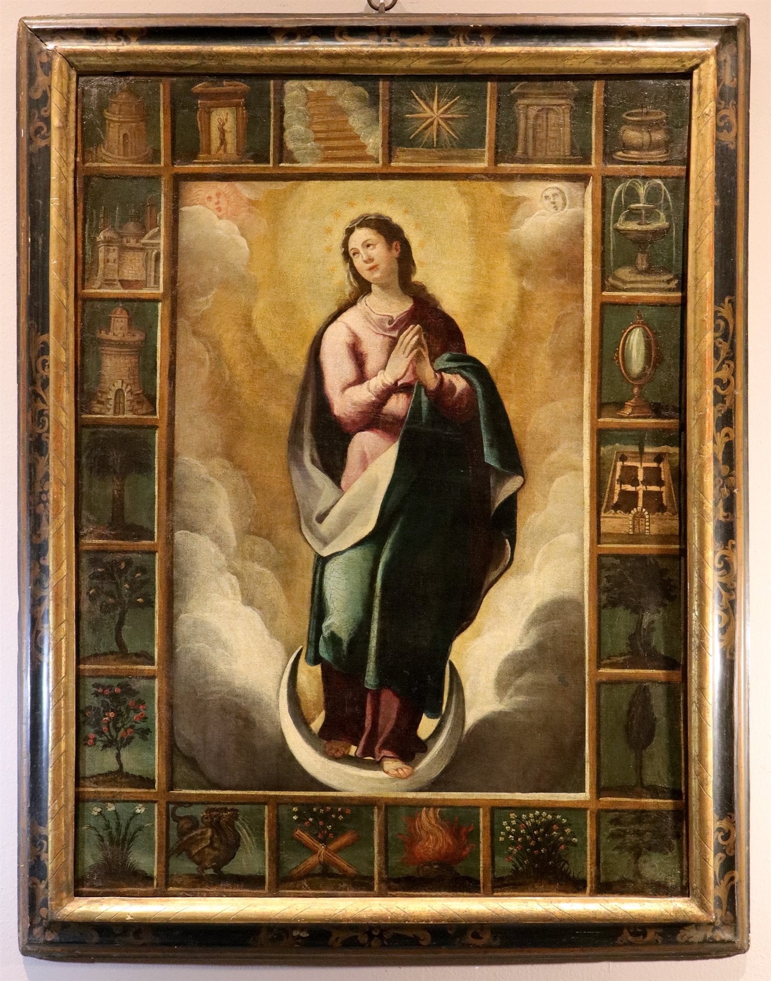 Unbeschädigtes Gemälde, spanische Schule des 17. Jahrhunderts, Öl auf Leinwand, Alte Meister, religiöses Motiv