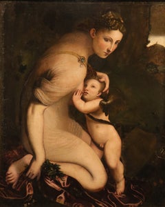Venus, Amor und Boccaccio – Gemälde aus dem 17. Jahrhundert, Öl auf Leinwand, Alte Meister, Mythologie