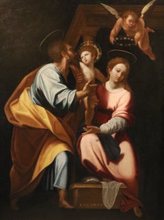 Holy Family Roncalli Paint 17th Century Oilon canvas Old masterRoman school