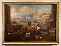 Landscape Port Bolckman Paint 17th Century Oil on canvas Old master Flemish Art