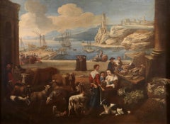 Landscape Port Bolckman Paint 17th Century Oil on canvas Old master Flemish Art