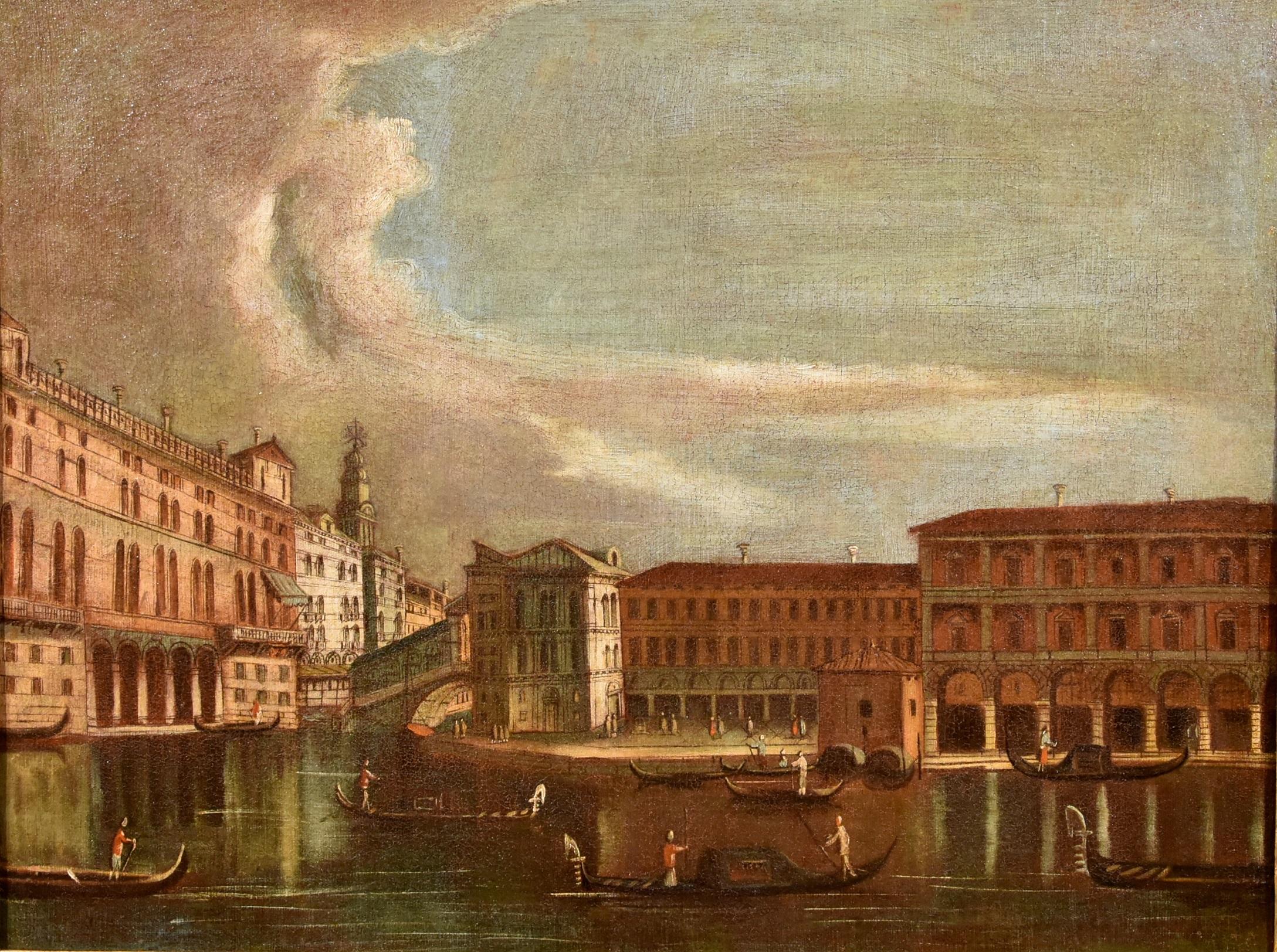 Tironi Venice Grand Canal Landscape Paint Oil on canvas Old master 18th Century - Painting by Francesco Tironi (Venice, about 1745 - 1797)