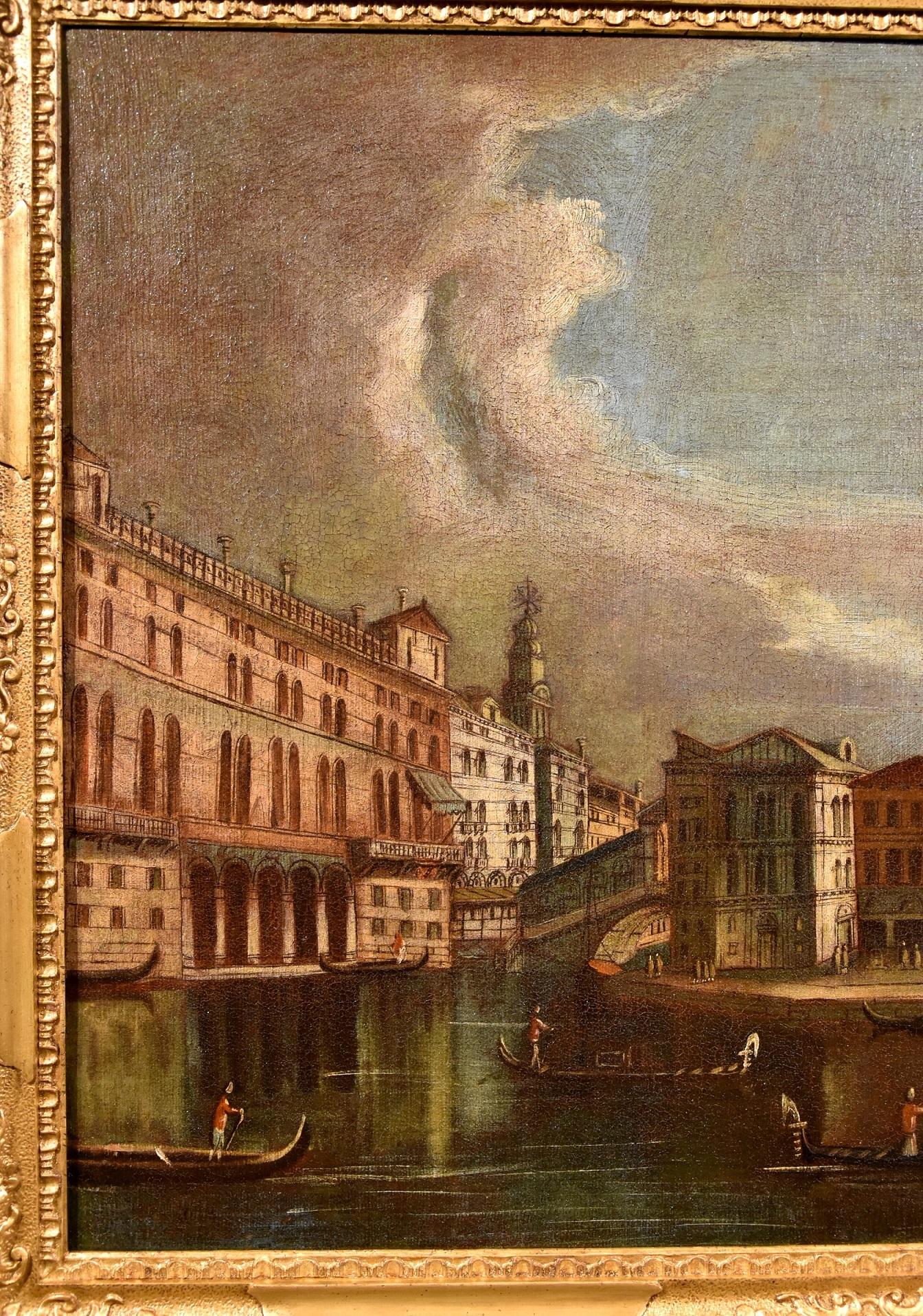 Tironi Venice Grand Canal Landscape Paint Oil on canvas Old master 18th Century - Old Masters Painting by Francesco Tironi (Venice, about 1745 - 1797)