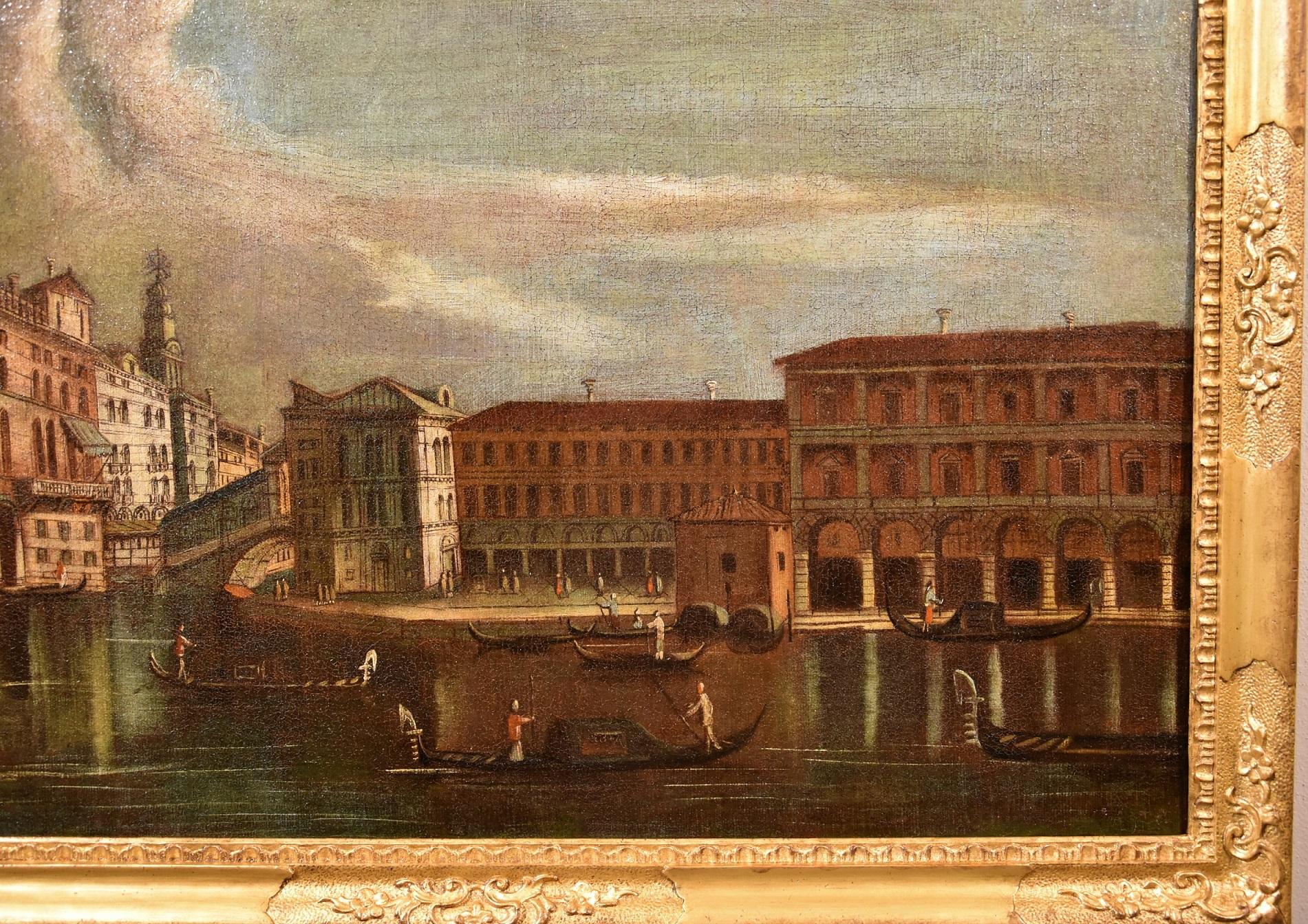 Francesco Tironi (Venice, about 1745 - 1797) attributable to
The Grand Canal with the Rialto bridge, the Palazzo dei Camerlenghi and the Fabbriche Vecchie

oil painting on canvas - cm. 72 x 94 - with frame cm. 83 x 111

The proposed painting is to