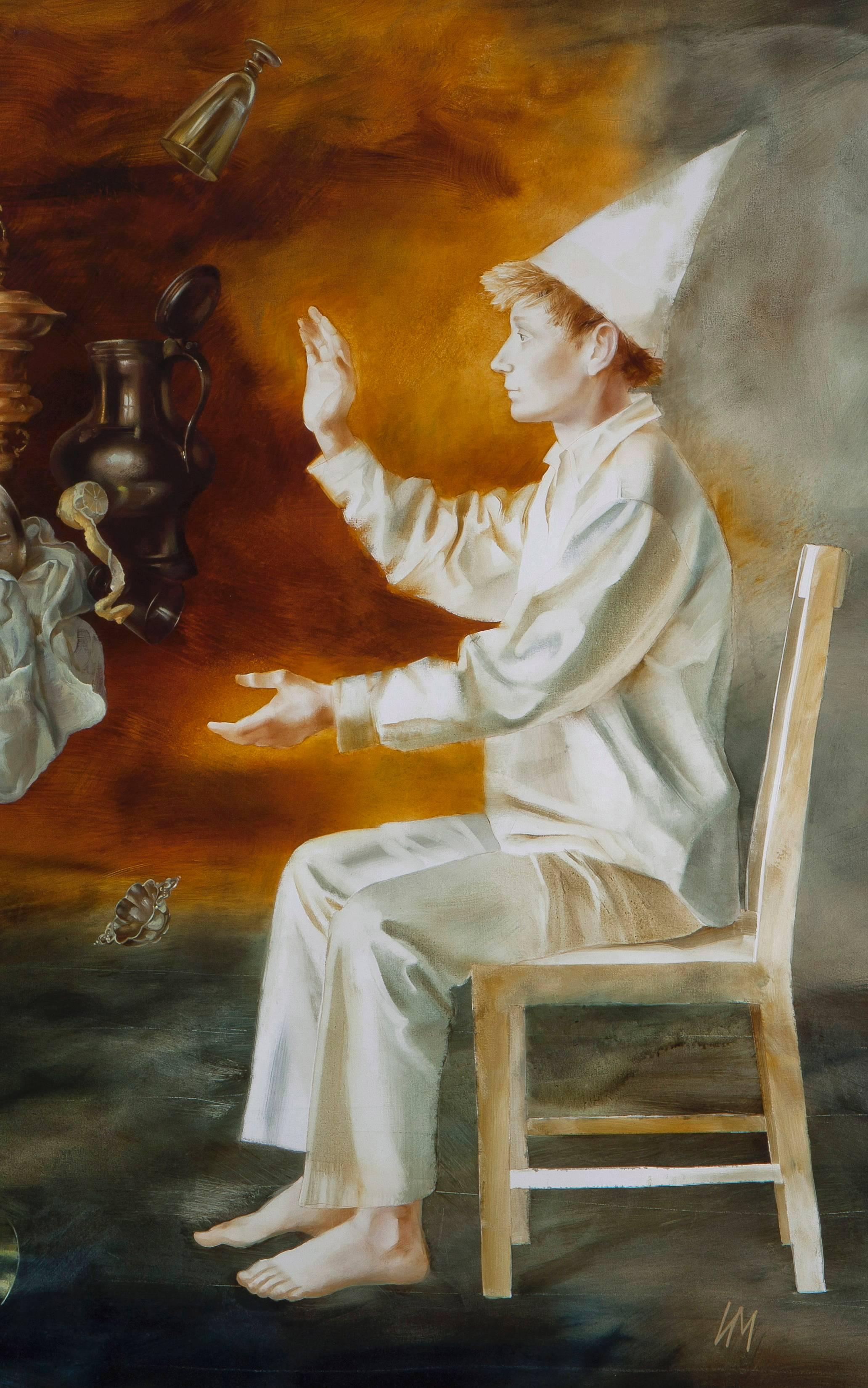 Flying Saucers - Brown Figurative Painting by Igor + Marina
