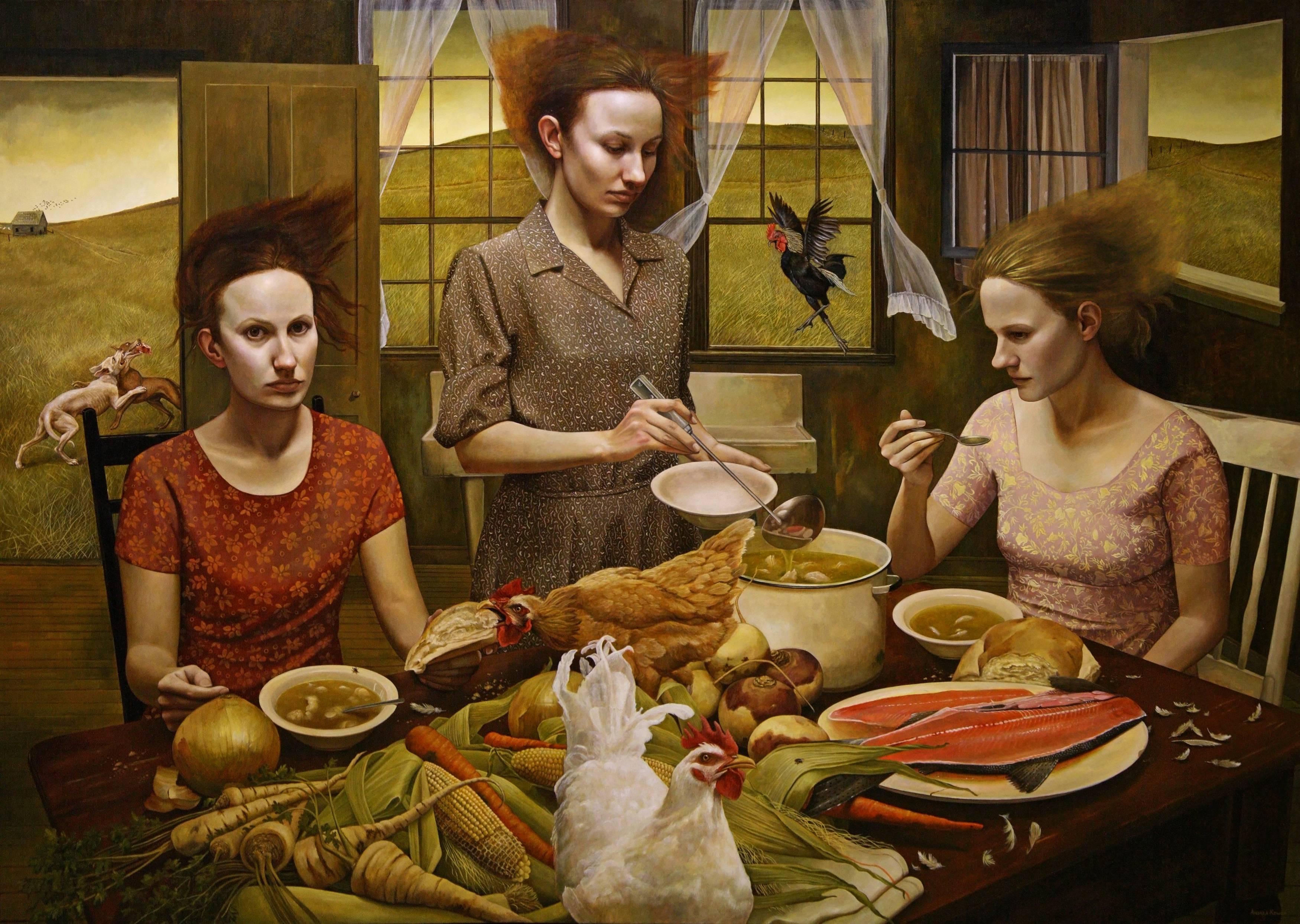 Andrea Kowch Figurative Print - The Feast - Limited Edition Hand Signed Print