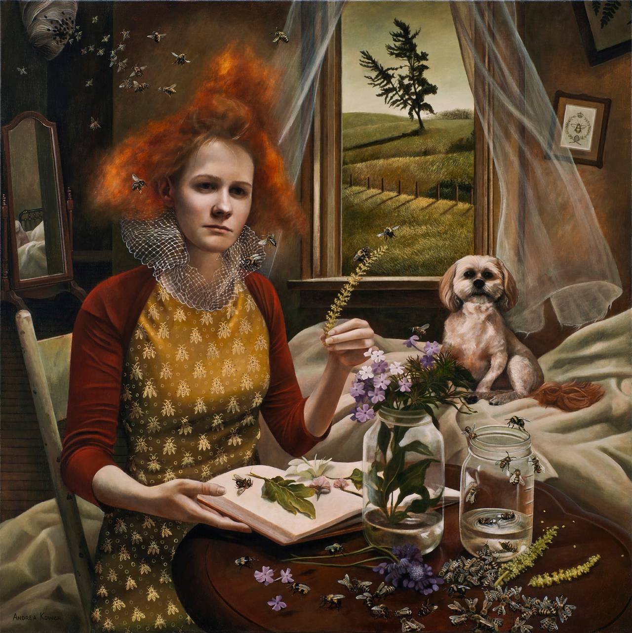 Andrea Kowch Figurative Print - Queen's Court - Limited Edition Hand Signed Print