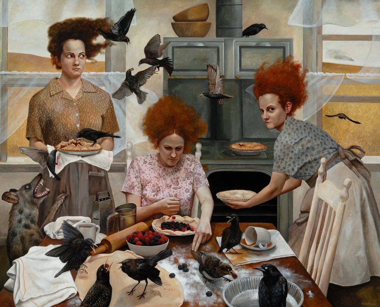 Andrea Kowch Figurative Print - The Visitors- Limited Edition Hand Signed Print