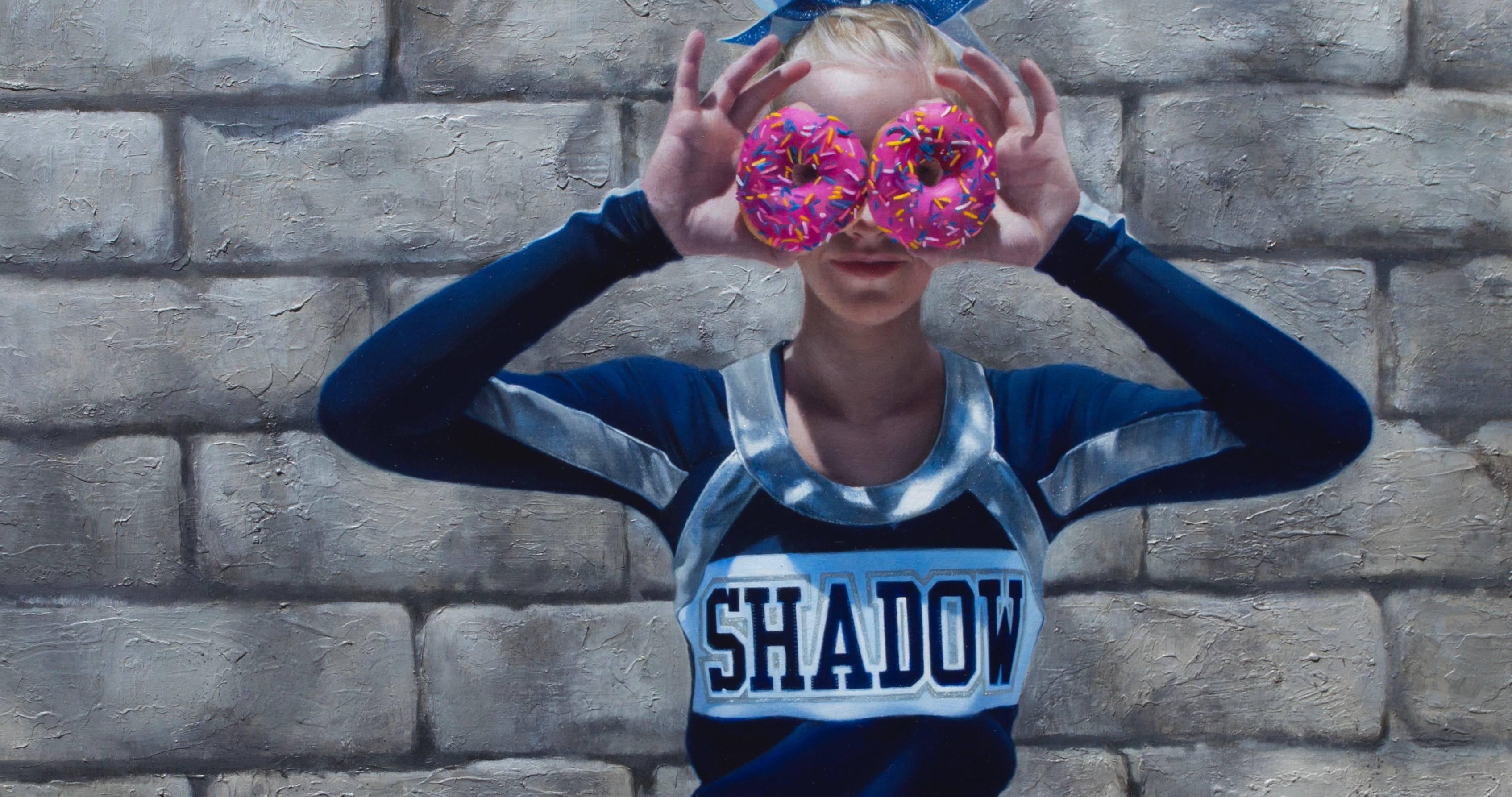 Doughnut Cheerleader - Painting by Rachel Moseley