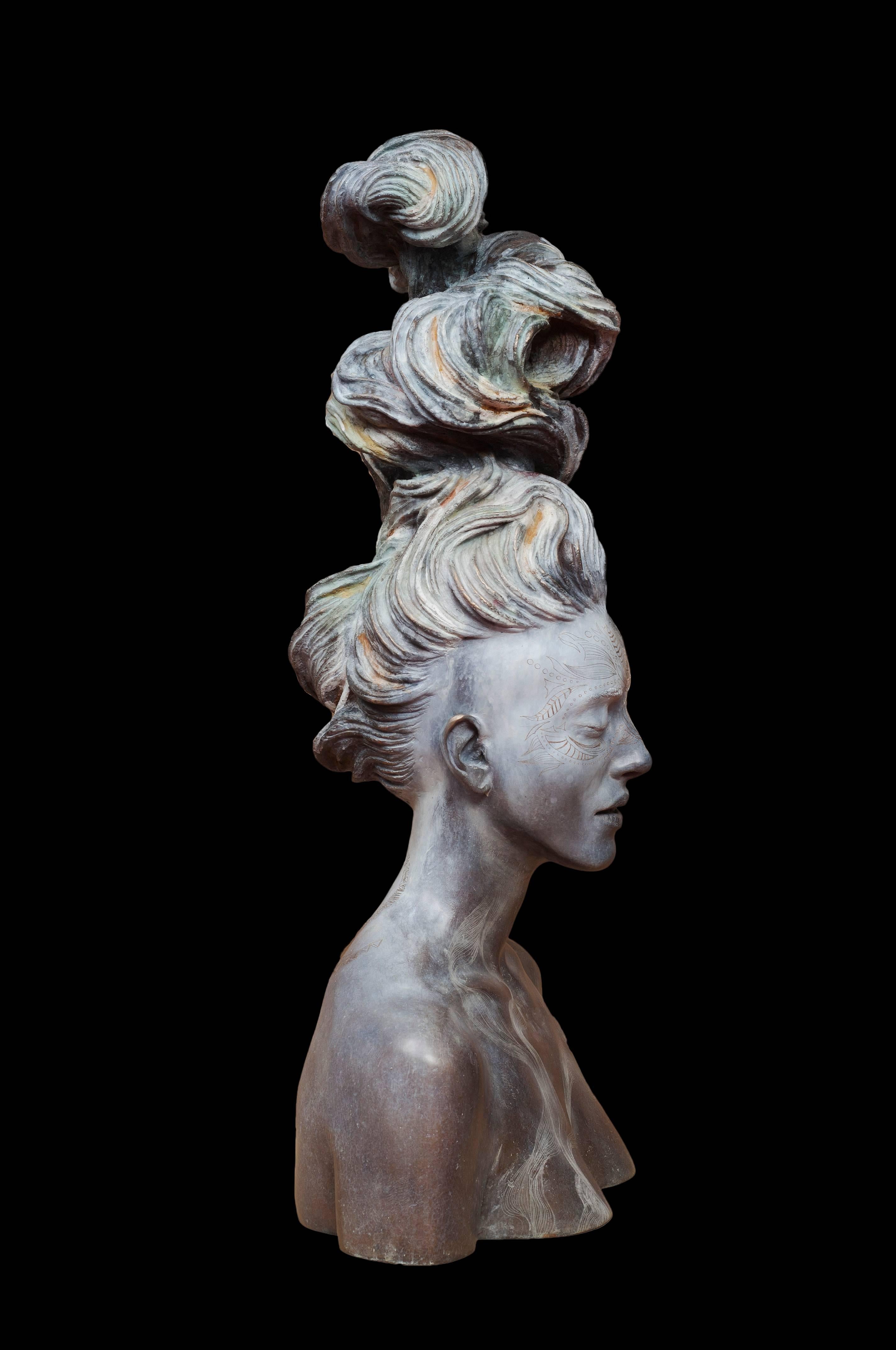 African Fragility 4/8 - Gold Figurative Sculpture by Gabriel Moreno