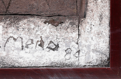 „La Mascara De Patricia“, großformatiges, dramatisches zeitgenössisches Kunstwerk im Stil von Antoni Tàpies. Malerei