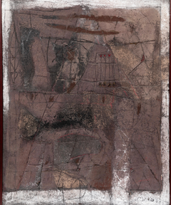 "La Mascara De Patricia", Large, Dramatic Antoni Tapies-Style Contemp. Painting