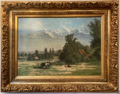 Large Guillaume Lauters 19th-C Pastoral Landscape Oil Painting, Superb Frame