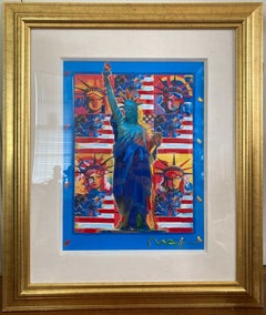 Peter Max, «God Bless America – With Five Liberties», técnica mixta, firmada