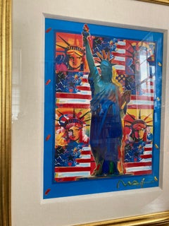 Peter Max, «God Bless America – With Five Liberties», técnica mixta, firmada