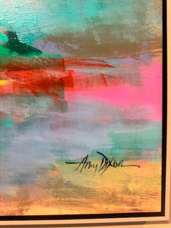 "Sacred Calm": Pittura paesaggistica astratta contemporanea, colori vivaci