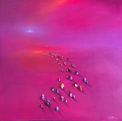 Heart of a Magical Sunset: Contemporary Abstract Figurative Impasto Painting