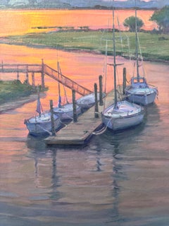 Evening Tethers: Luminous Impressionistic Seaside Painting