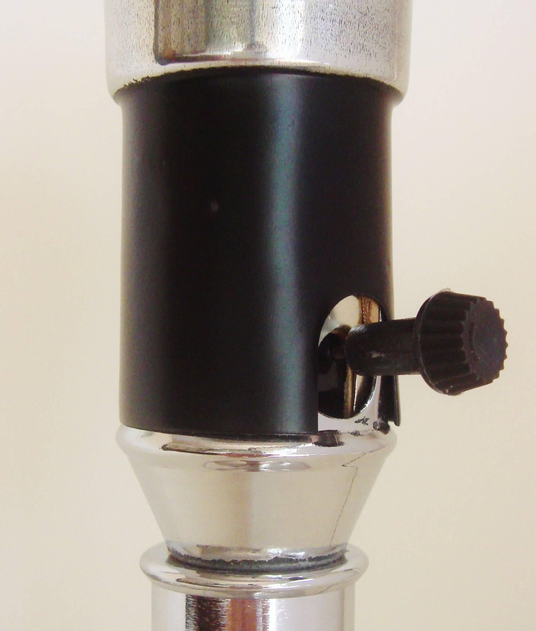 Pair of American Art Deco Chrome and Black Restored M.G. Wheeler Sight lights In Excellent Condition In Port Hope, ON