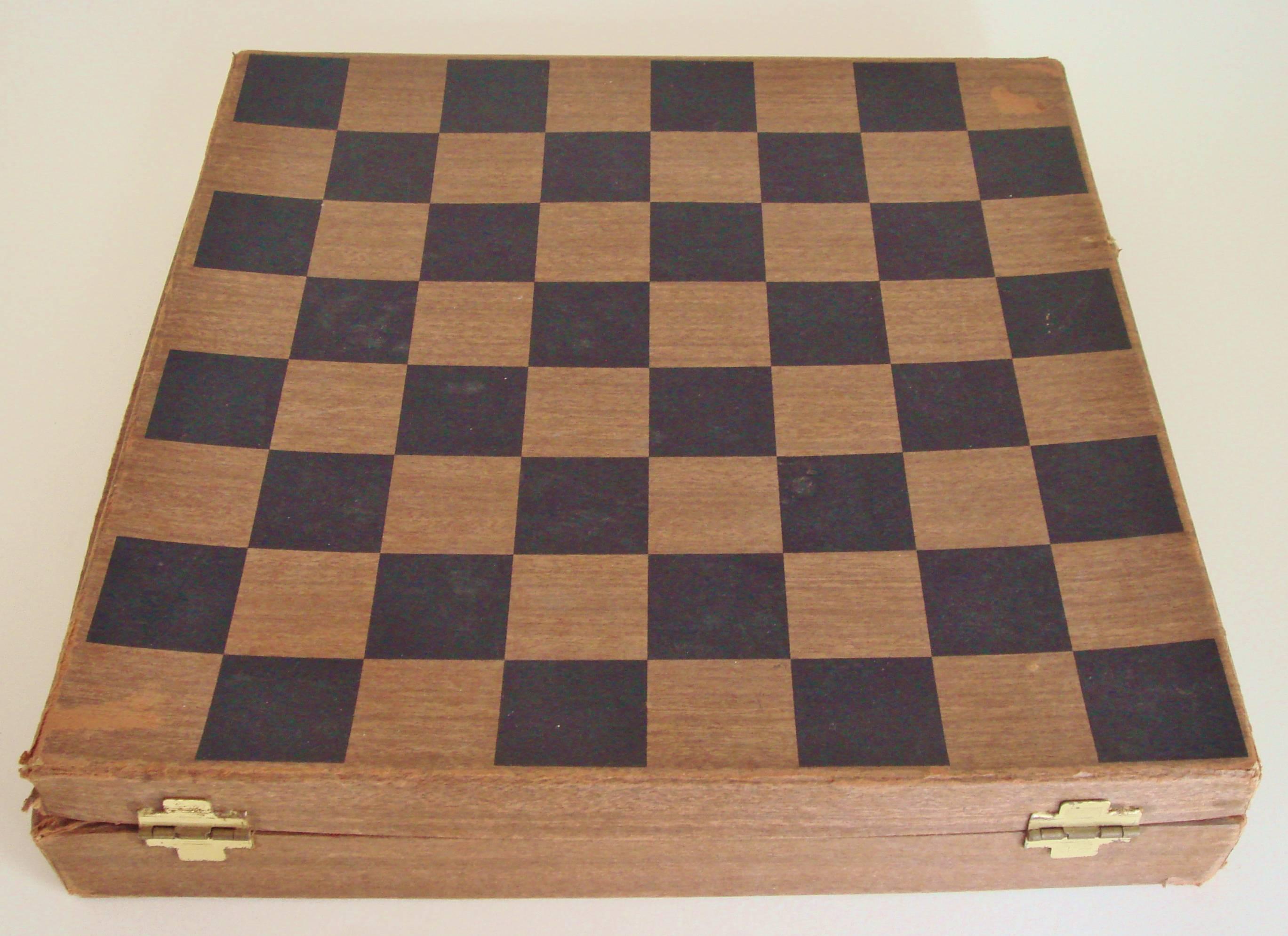 Mid-20th Century American Boxed Chess Set 'Chess-Nuts' by Invento for Hammacher Schlemmer. For Sale