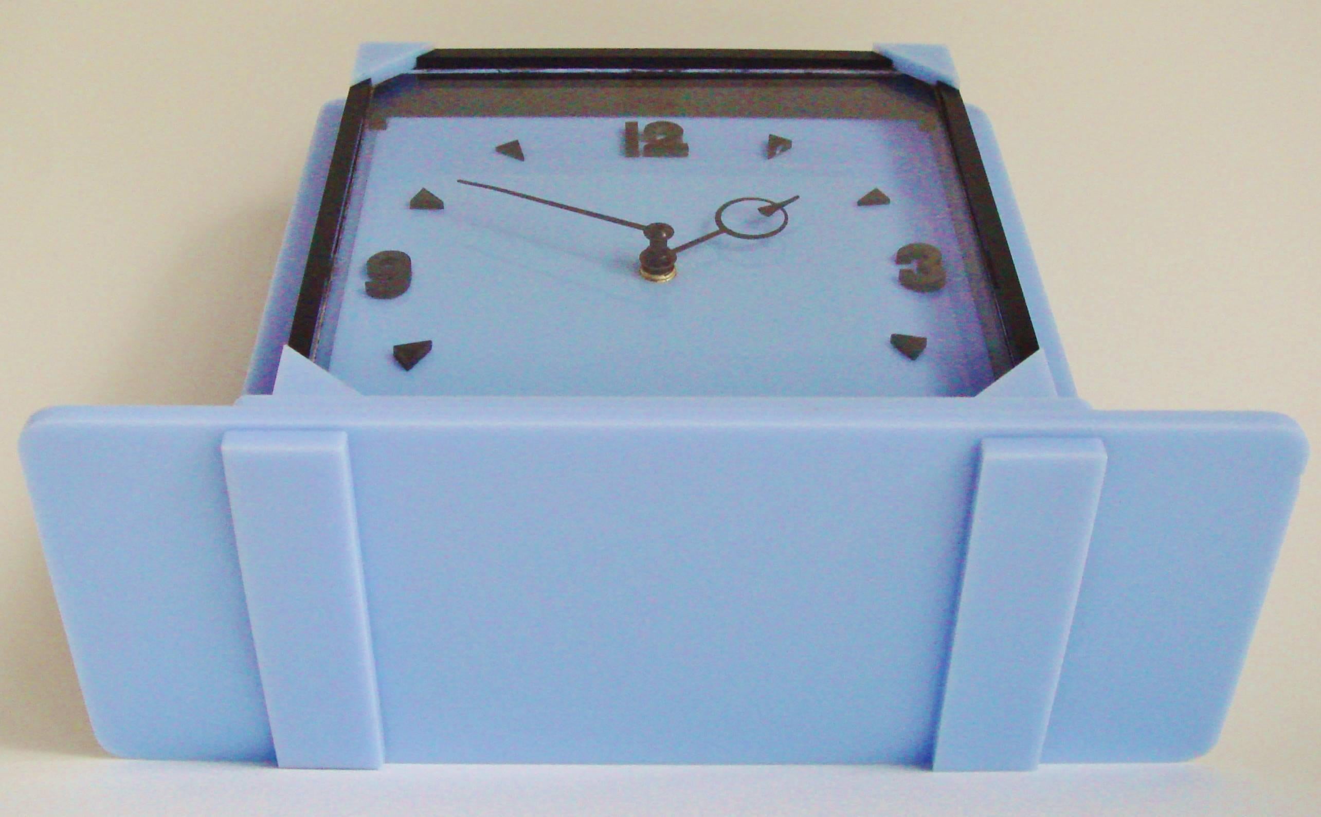 Great Britain (UK) Rare English Art Deco Blue, Black and Clear Lucite Electric Metamec Mantle Clock