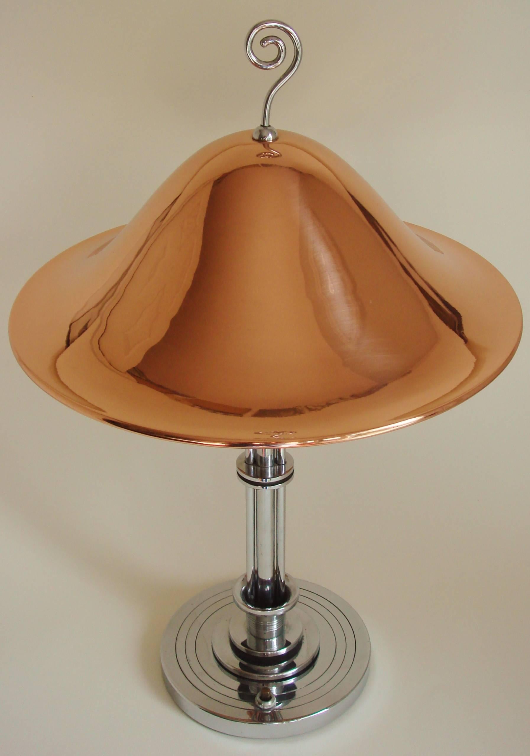 American Art Deco Chrome and Copper Organic Mushroom Lamp with Tendril Accents 2