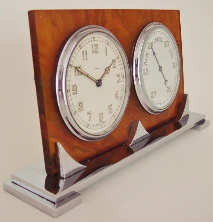 English Art Deco Chrome and Tortoiseshell Bakelite 8-Day Clock and ...