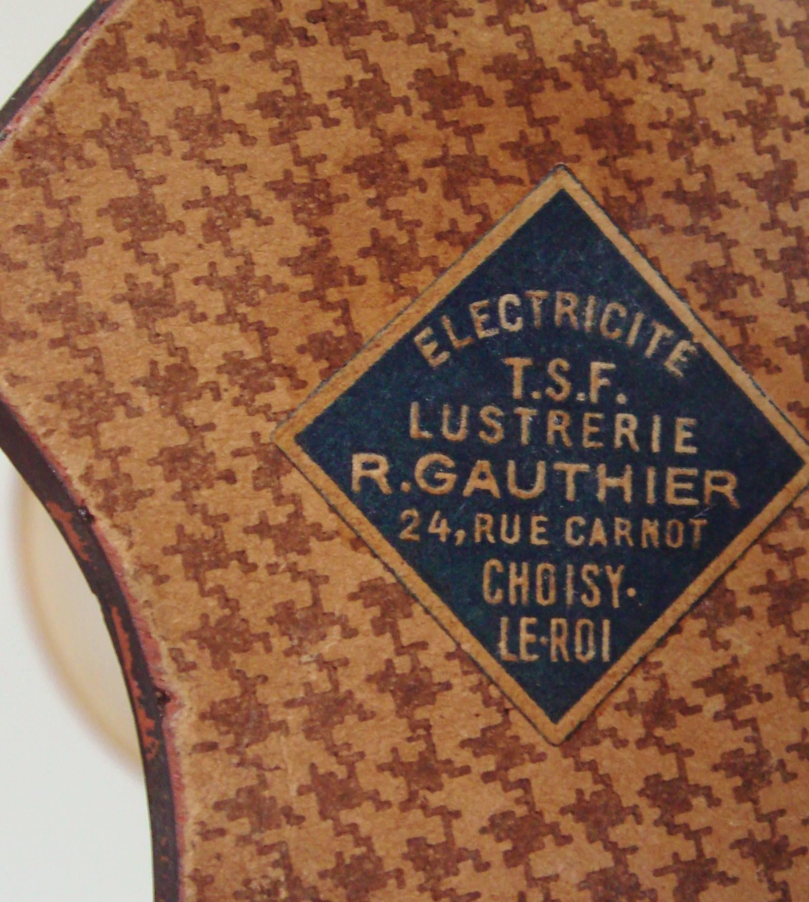 Mid-20th Century French Art Deco Copper & Peach Scalloped Edge Mirror Alarm Clock/Torchiere Combo For Sale