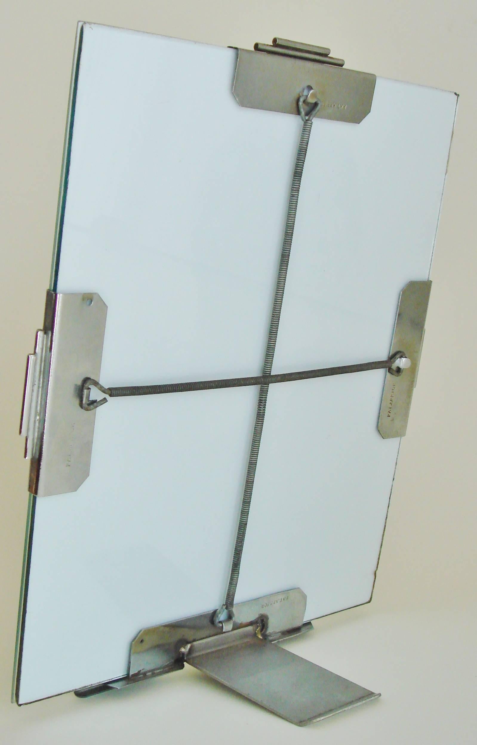 Other Pair of Large English Art Deco Chrome Geometric Spring-Back Table Frames.