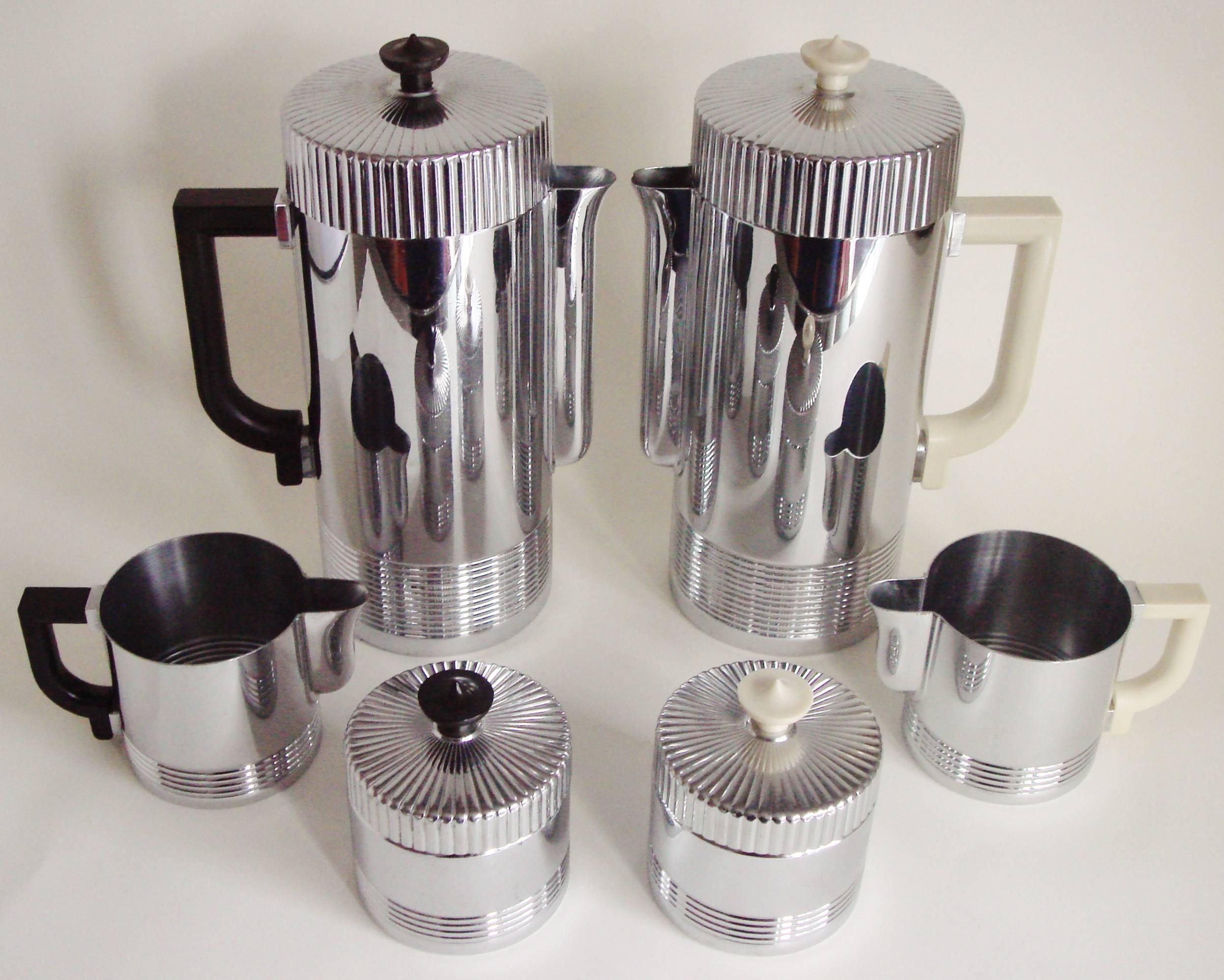 Mid-20th Century Pair of American Art Deco Chase Continental Coffee Sets by Walter Von Nessen.