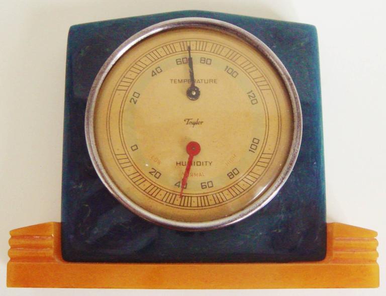 Rare American Art Deco Two-Tone Bakelite Desk Barometer and Hygrometer ...
