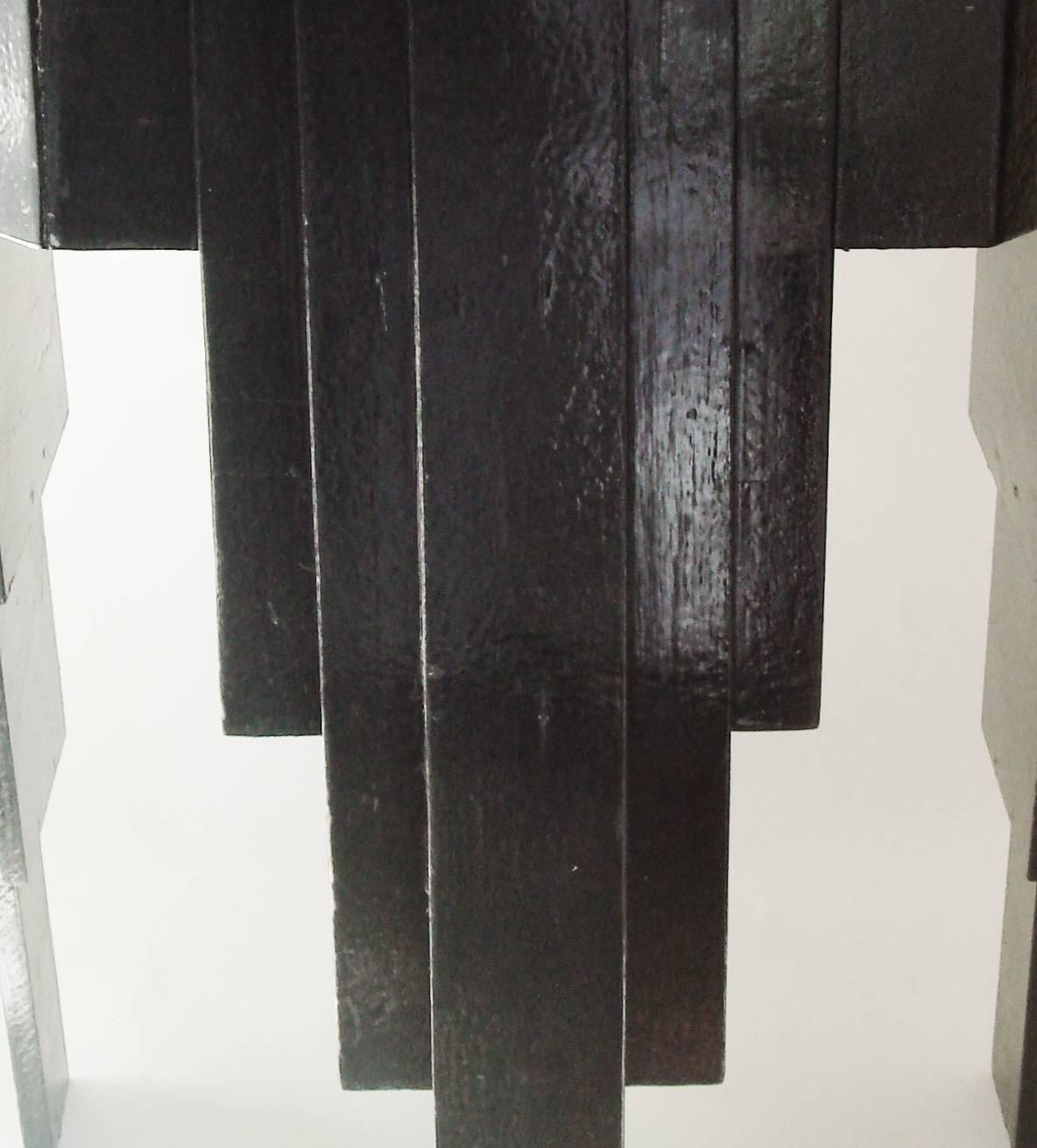 Other English Art Deco Black Painted Wood, Chrome & Mirror Reverse Ziggurat Wine Table