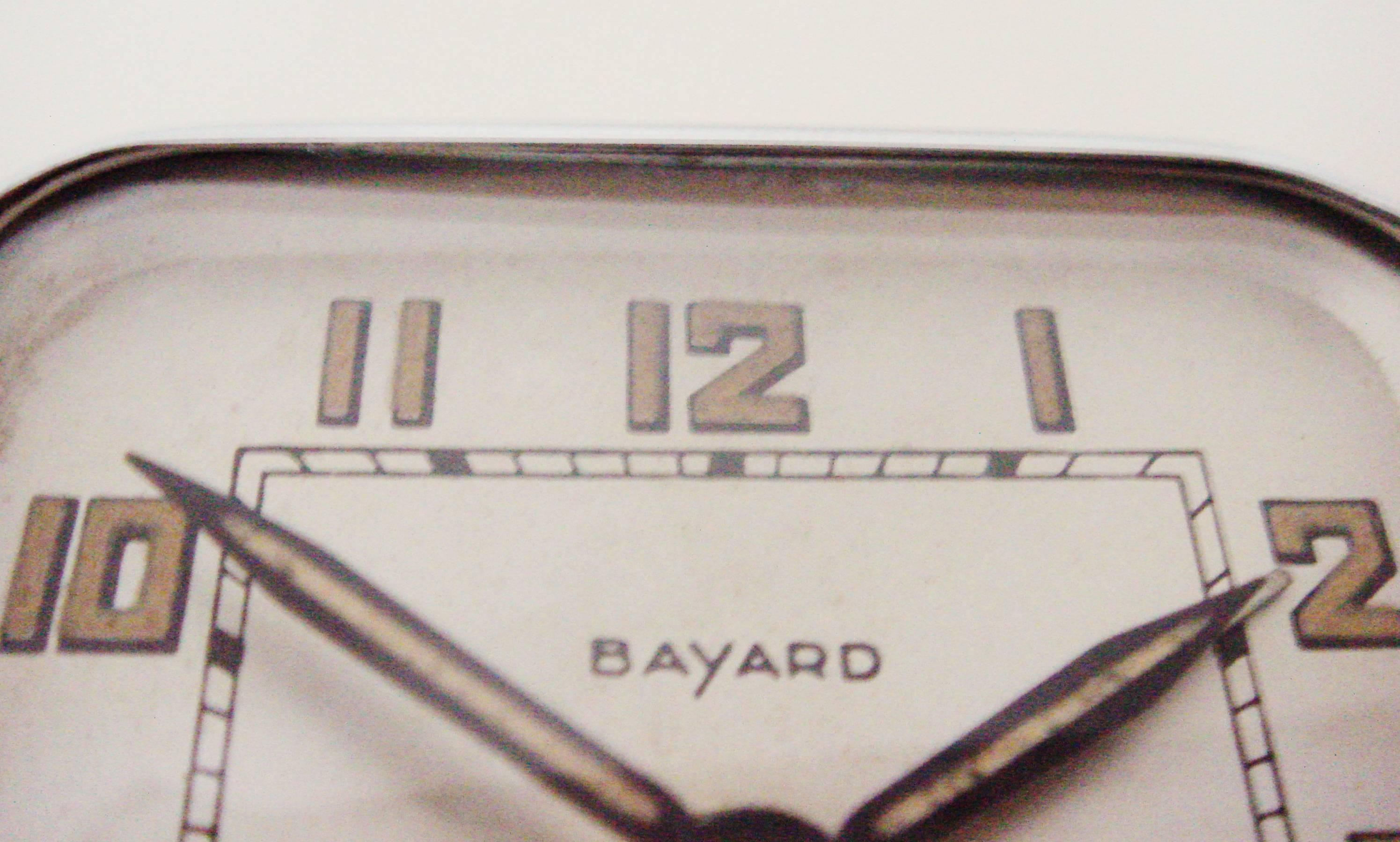 French Art Deco Chromed Bronze Alarm Clock & Integral Dice Paperweight Desk Set 1