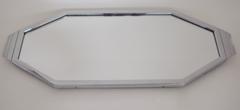 Large Czechoslovakian Art Deco Geometric Chrome & Mirror Footed Cocktail Tray.