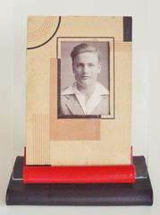 Pair of Dutch Art Deco Red & Black Photo Frames with Geometric Card Inserts