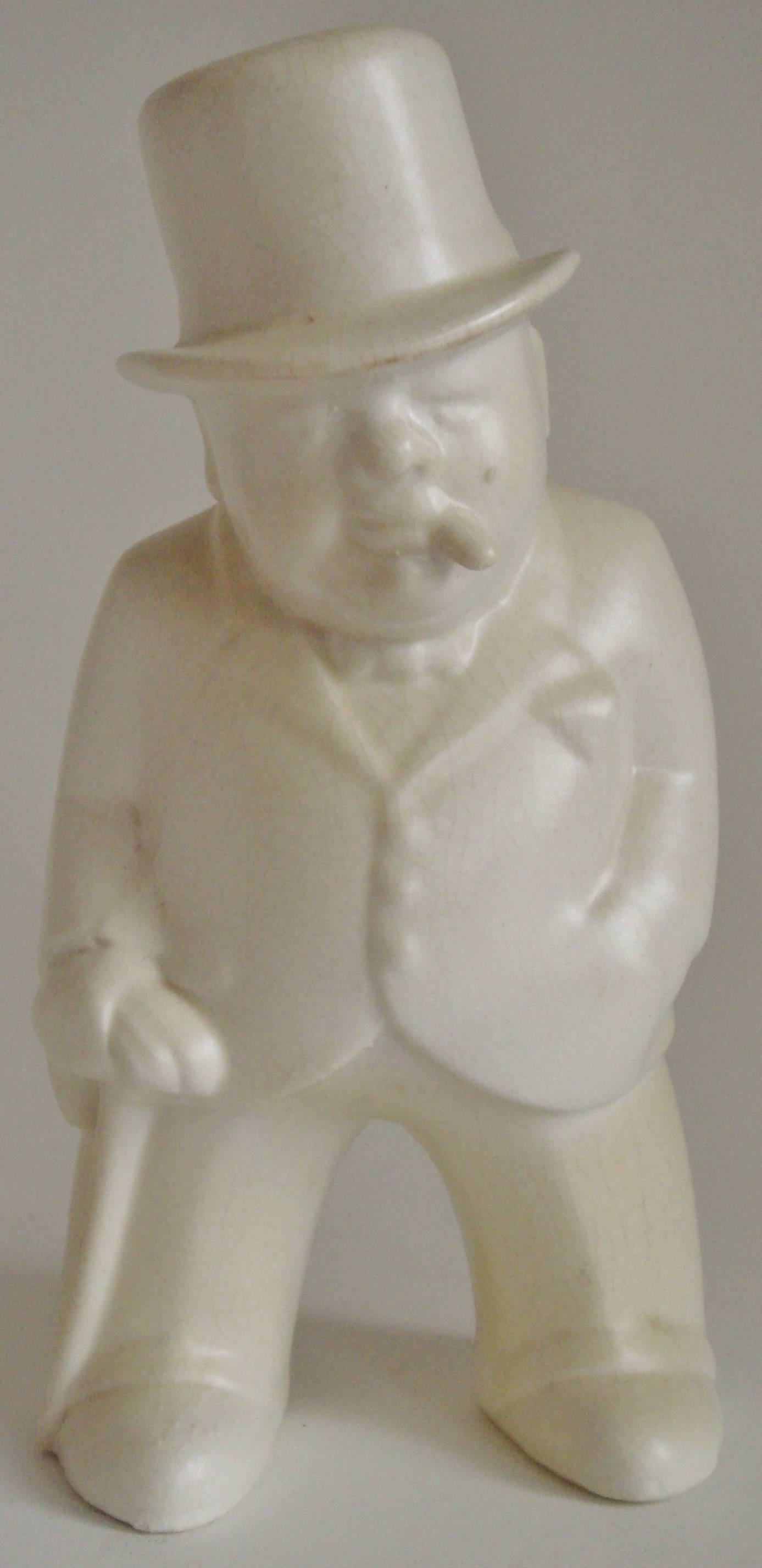 Mid-20th Century English Art Deco Ceramic Winston Churchill, Our Gang Figure by the Bovey Pottery